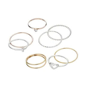 LC Lauren Conrad Two Tone Heart Motif Ring Set